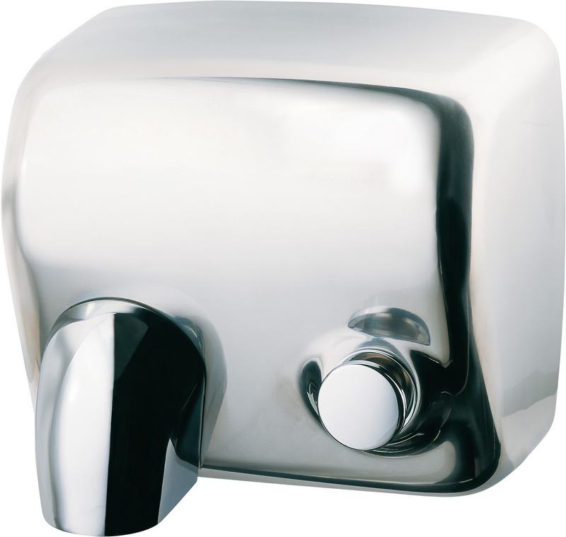 Secador de m�o CYCLON de a�o inoxid�vel com bot�o de press�o. Acabamento brilhante