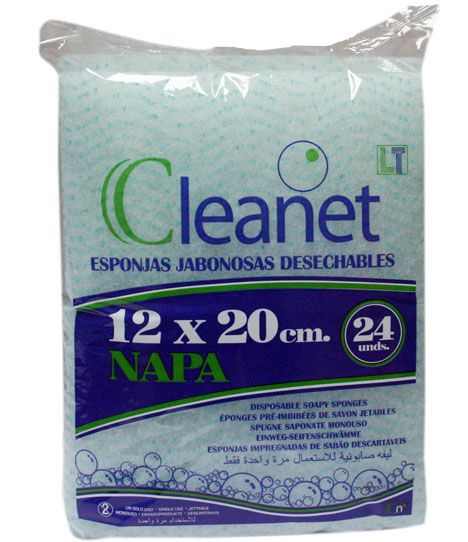 Esponjas ensaboadas descartveis Napa 90 Gr Cleanet 12x20cm P 24 Unidades