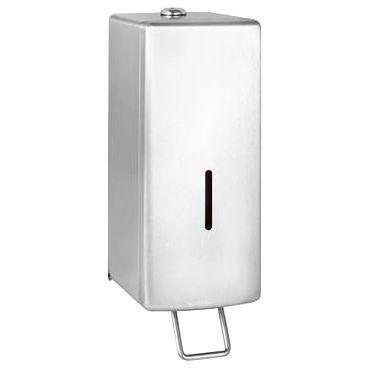 Dispensador de sab�o l�quido de 1000 ml para uso hospitalar com alavanca de a�o inoxid�vel. Acabamento em cetim