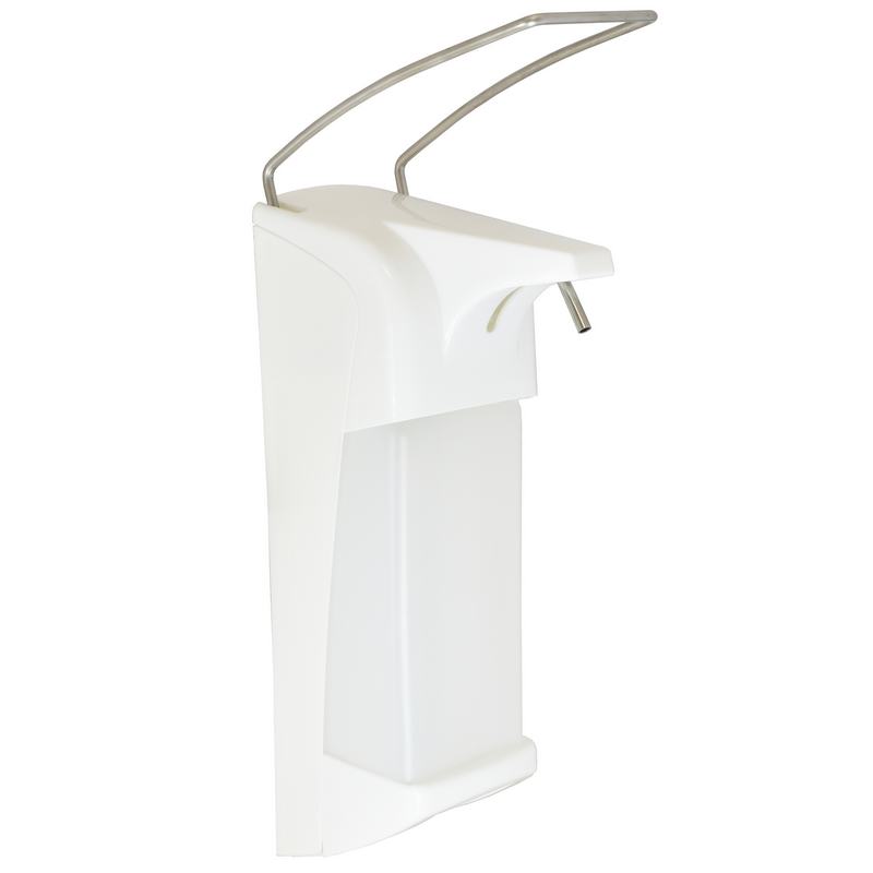 Dispensador de sab�o l�quido hospitalar de 1000 ml de ABS com alavanca longa de a�o inoxid�vel. Tanque transl�cido