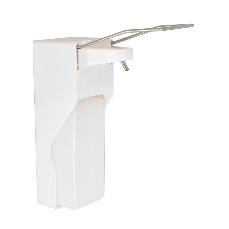 Dispensador de sab�o l�quido hospitalar 1000 ml de ABS com alavancaextra longa de a�o inoxid�vel. Tanque transl�cido