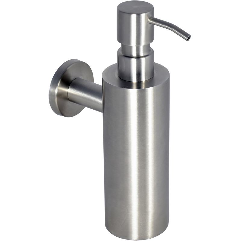 Doseador manual de sab�o l�quido vertical de 255 ml d a�o inoxid�vel Acabamento em cetim