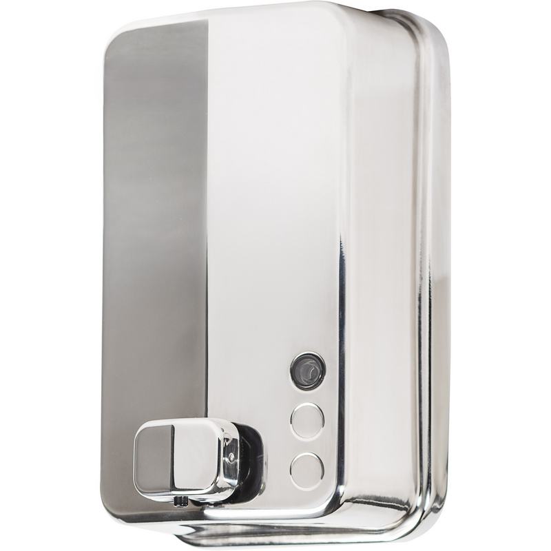 Distribuidor de sab�o l�quido vertical INOX EVO 1200 ml de a�o             inoxid�vel. Acabamento brilhante