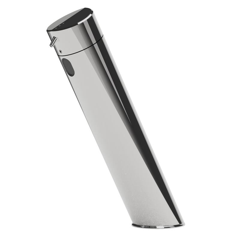 Dispensador de sabonete l�quido MULTIFEED em lat�o cromado com  sensor laser. Acabamento brilhante.
