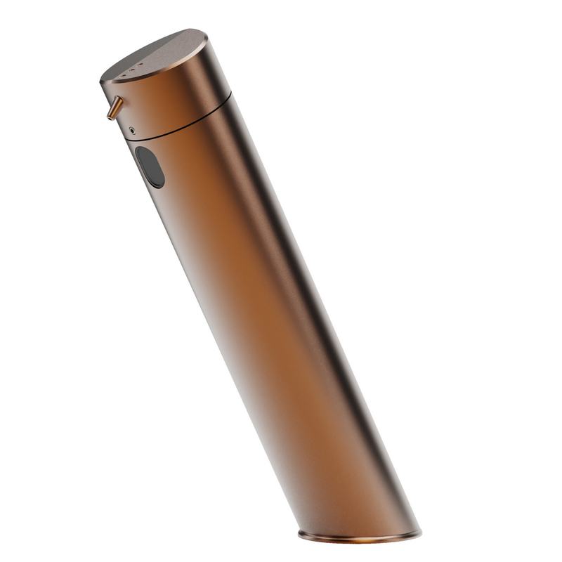 Dispensador de sabonete l�quido de bancada com ativa��o a laser. Acabamento bronze escovado