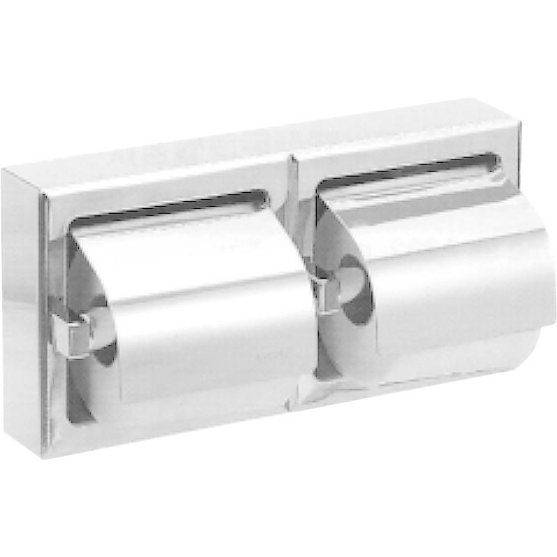 Porta rolos d papel higi�nico horizontal de dois rolos d a�o inoxid�velAcabamento brilhante