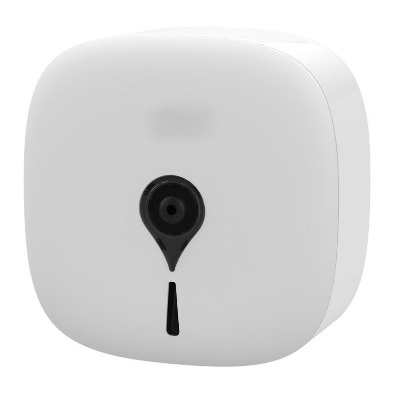 Porta rolos de papel higi�nico com extra��o central. Acabamento em ABS branco e preto