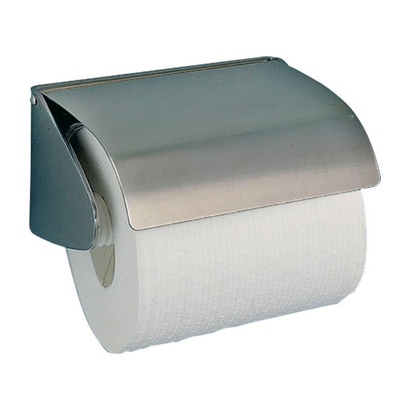 Suporte para papel higi�nico preso a um rolo dom�stico com veio a�o inoxid�vel. Acabamento acetinado