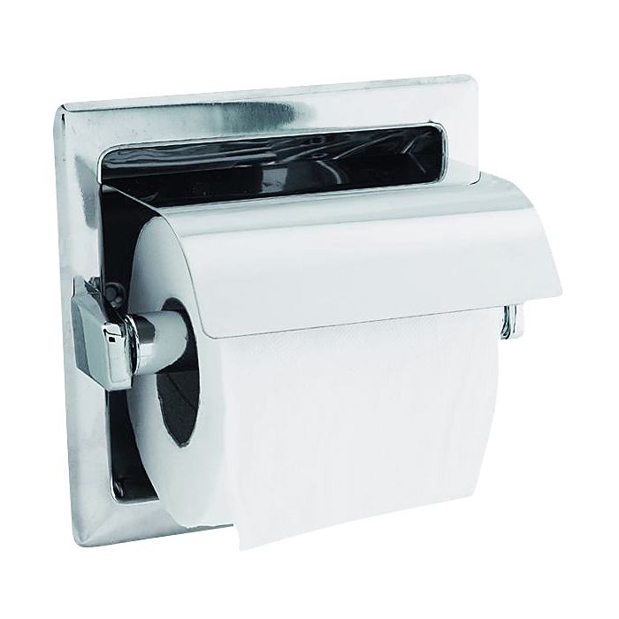 Porta de rolo �nico de papel higi�nico dom�stico de a�o inoxid�vel com tampa. Acabamento brilhante