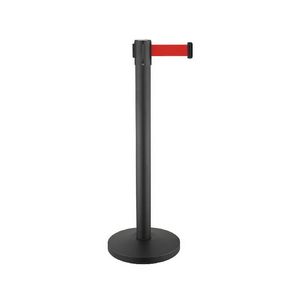 Poste / Coluna móvel aço inox preto C/ Fita Extensível  Vermelha