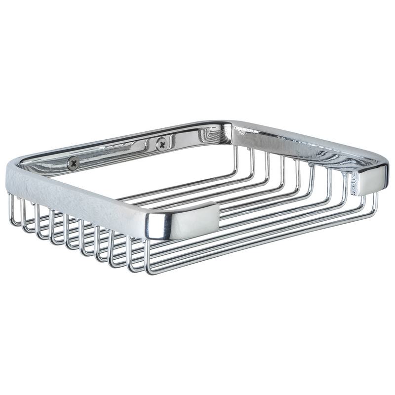 Saboneteira rectangular de lat�o cromado. Acabamento brilhante