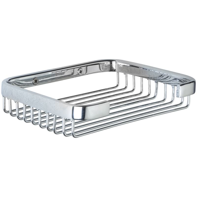 Saboneteira rectangular de lat�o cromado. Acabamento em cetim