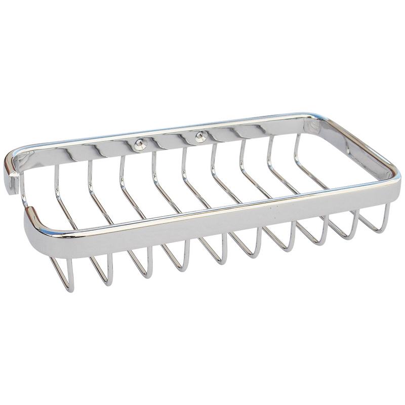 Saboneteira rectangular de lat�o cromado. Acabamento brilhante