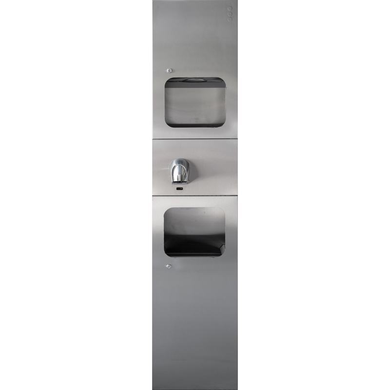 M�vel compacto embutido com secador de m�os modelo Cyclon, distribuidor de papel de cozinha e caixote do lixo