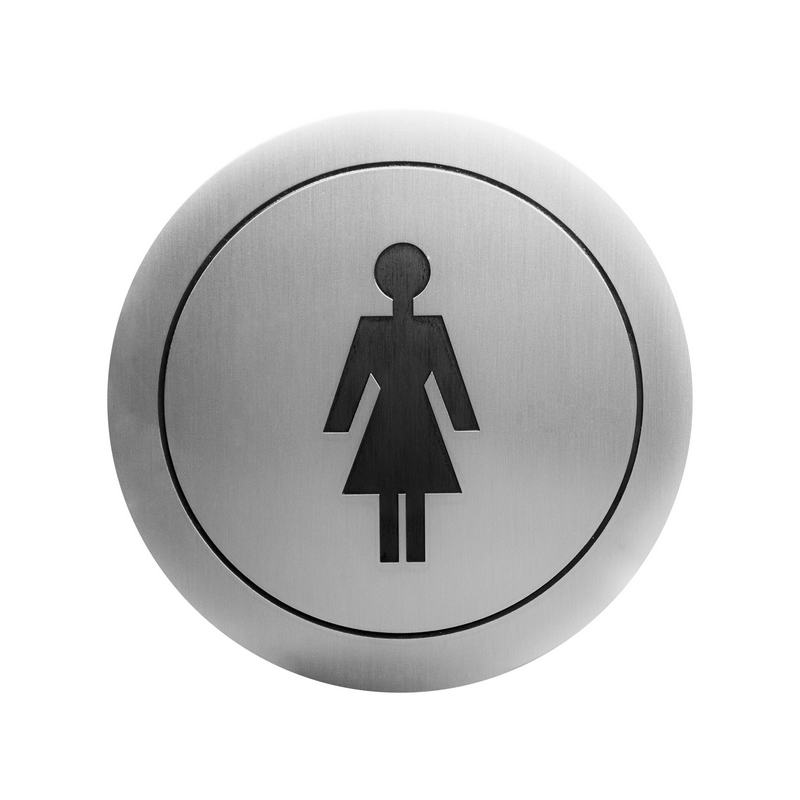 Pictograma adesivo WC feminina em a�o inoxid�vel. Acabamento em cetim