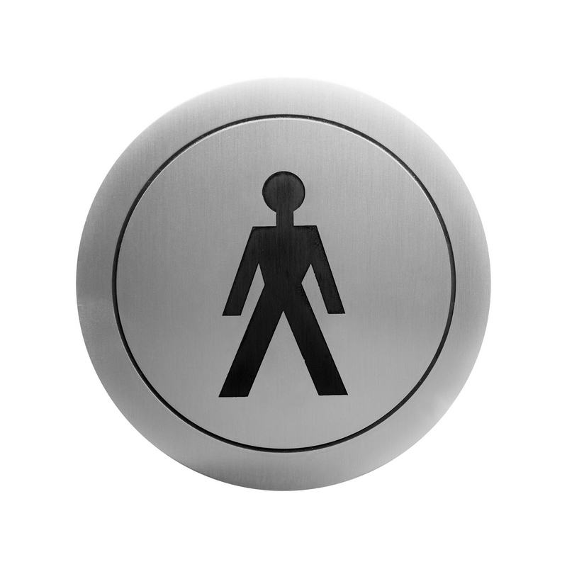 Pictograma adesivo WC para Homens em a�o inoxid�vel. Acabamento em cetim