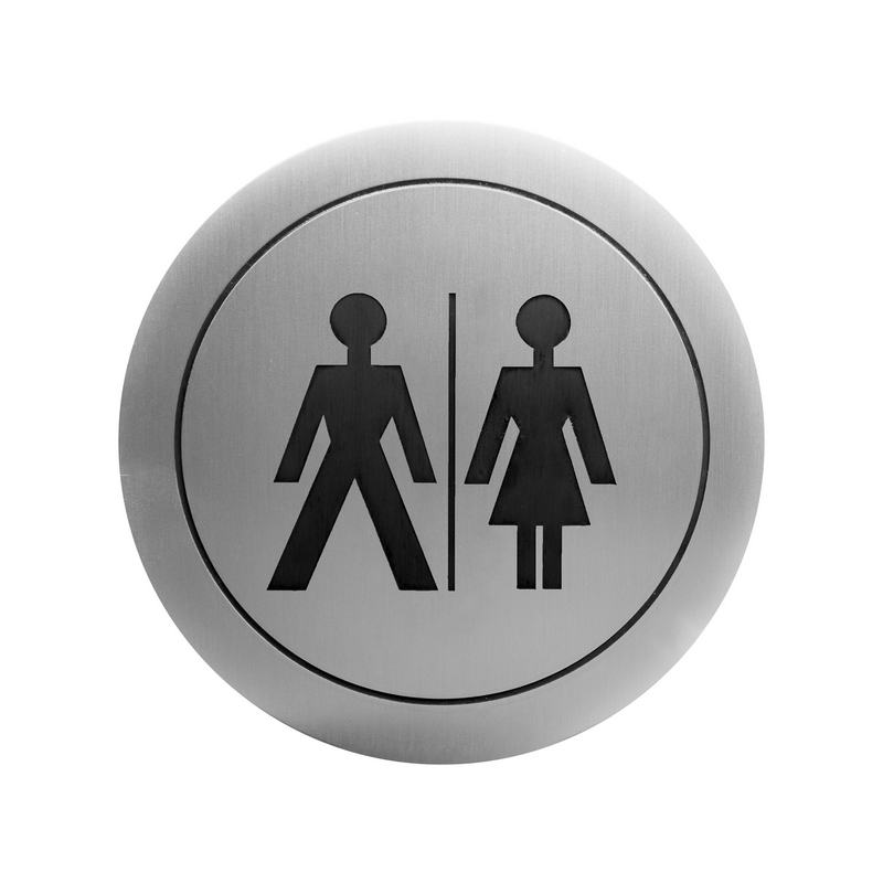 Pictograma adesivo em a�o inoxid�vel WC- Unisexo Acabamento em cetim