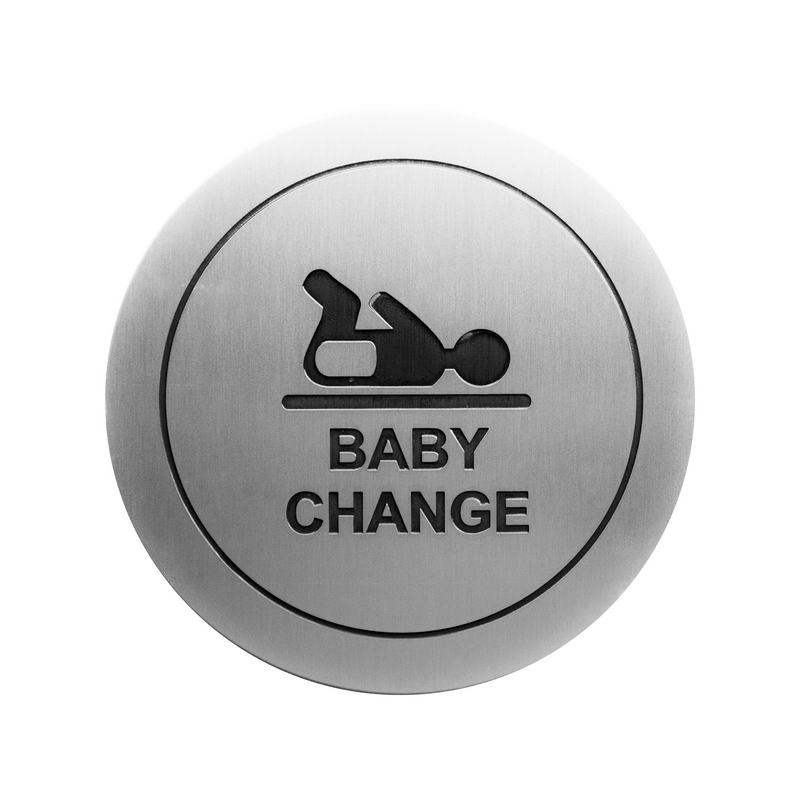 Pictograma adesivo Frald�rio Beb� em a�o inoxid�vel. Acabamento em cetim