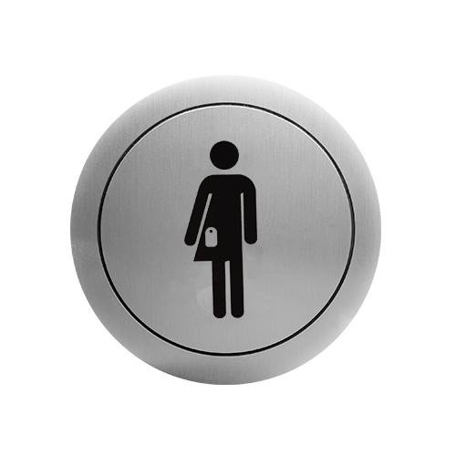 Pictograma autocolante WC misto para pessoas com ostomia em a�o inoxid�vel. Acabamento acetinado