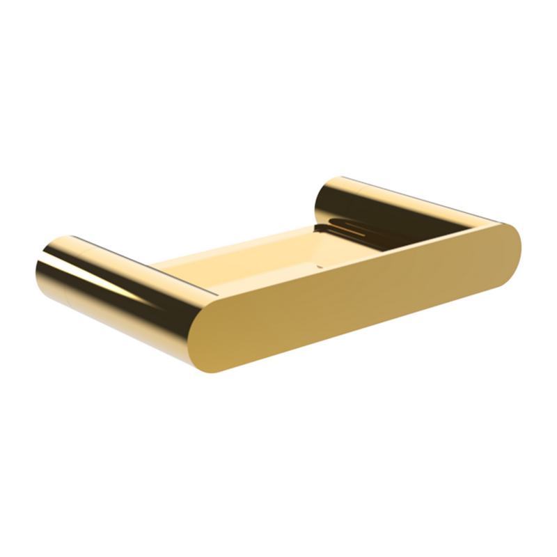Saboneteira em a�o inoxid�vel AISI 304. Acabamento PVD dourado brilhante