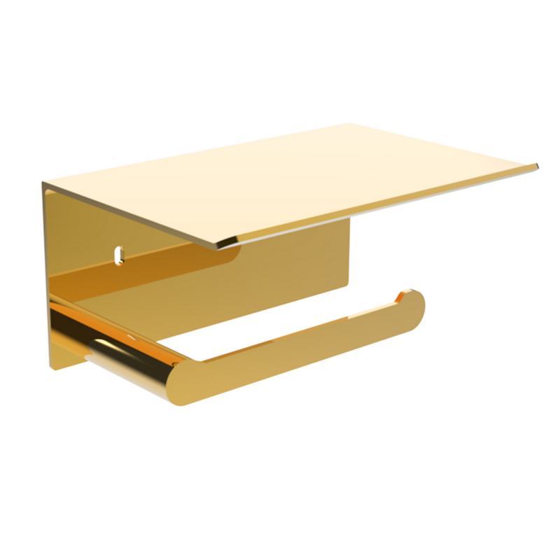 Suporte para rolos em a�o inoxid�vel AISI 304. Acabamento PVD dourado brilhante