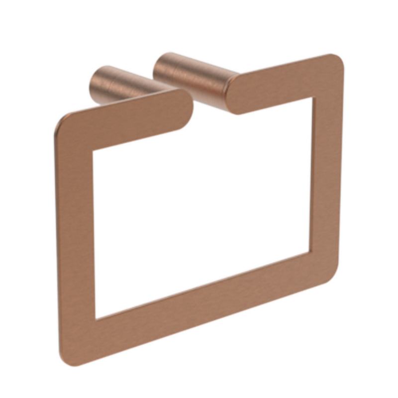 Toalheiro com argola em a�o inoxid�vel AISI 304. Acabamento em bronze escovado PVD