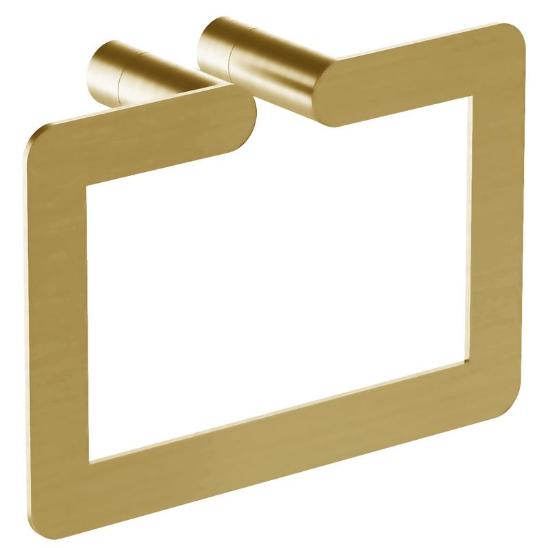 Toalheiro com argola em a�o inoxid�vel AISI 304. Acabamento em ouro escovado PVD