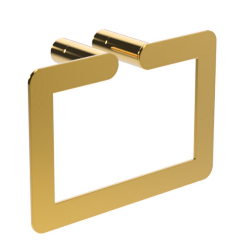 Toalheiro com argola em a�o inoxid�vel AISI 304. Acabamento PVD dourado brilhante