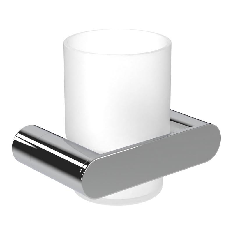 Copo para escovas de dentes com suporte de parede em a�o inoxid�vel AISI 304. Acabamento brilhante