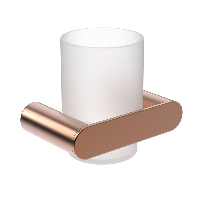 Copo para escovas de dentes com suporte de parede em a�o inoxid�vel AISI 304. Acabamento em bronze escovado PVD