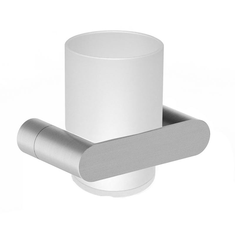 Copo para escovas de dentes com suporte de parede em a�o inoxid�vel AISI 304. Acabamento acetinado