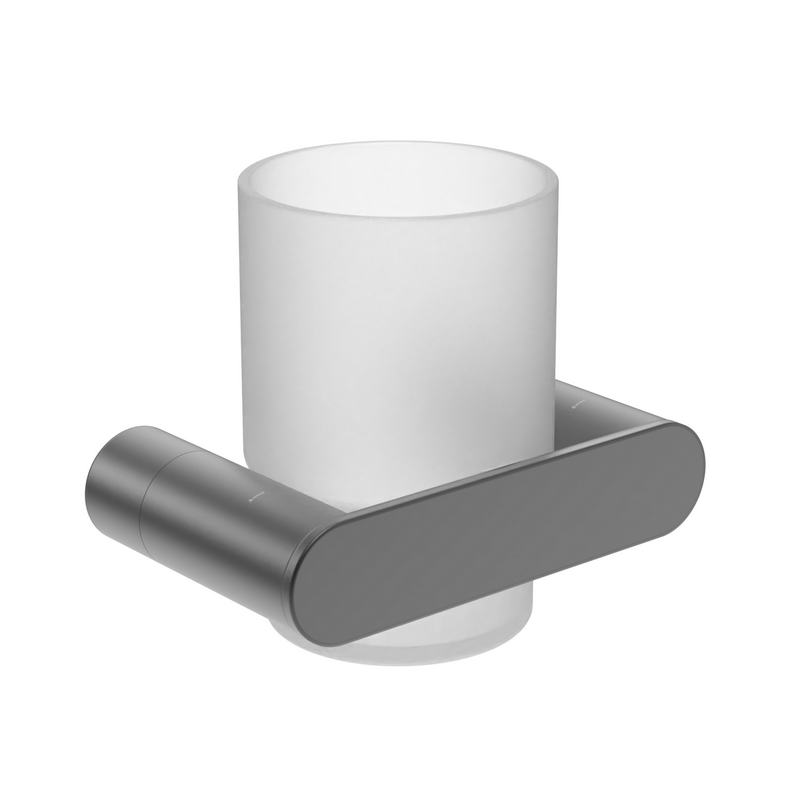 Copo para escovas de dentes com suporte de parede em a�o inoxid�vel AISI 304. Acabamento PVD em Gun metal