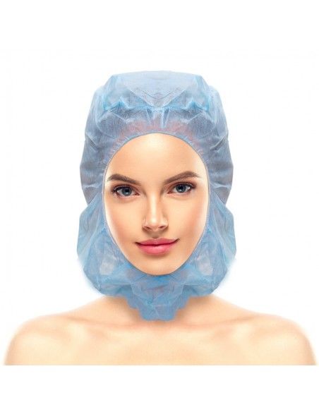 Touca Integral Azul Descartvel TNT Pack 100 Unidades