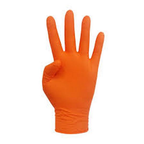  Luvas de Nitrilo Laranja, sem p, Extra resistentes XL