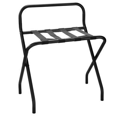 Suporte para malas com encosto em a�o preto fosco