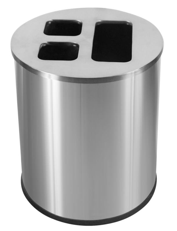 Balde de 40 L em a�o inoxid�vel escovado com 3 compartimentos