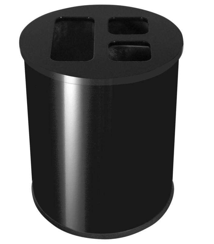Balde de 40 L em a�o preto  com 3 compartimentos