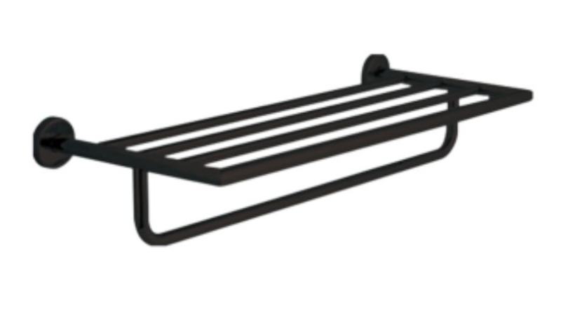 Toalheiro/ Suporte para toalhas em preto mate  prateleira a�o inoxid�vel preto mate Argo