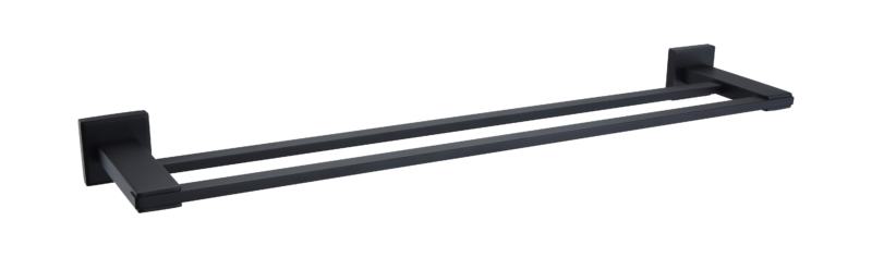 Toalheiro / Porta Toalhas duplo Argo em a�o inoxid�vel 304  preto mate  2 barras