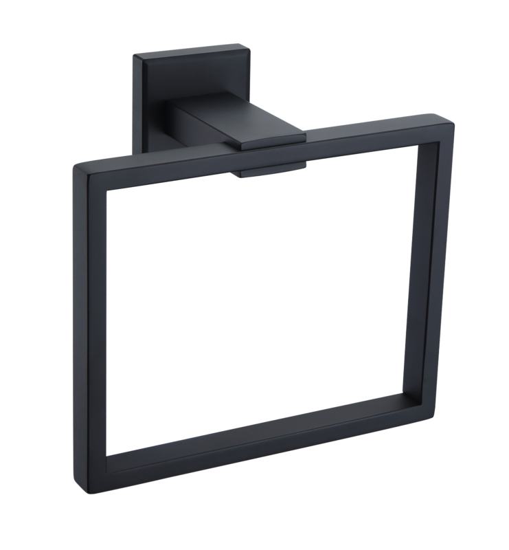 Toalheiro/Porta Toalhas Anel quadrado Argo a�o inoxid�vel 304 preto mate