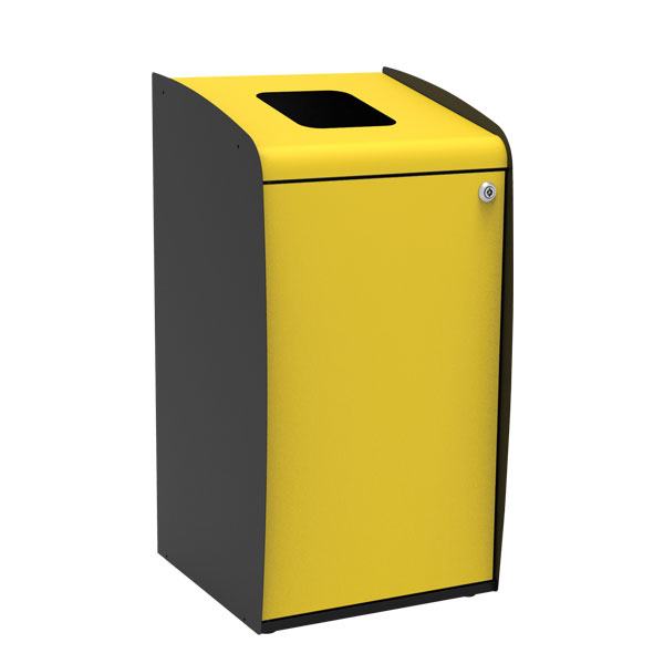 Papeleira do lixo de reciclagem amarela