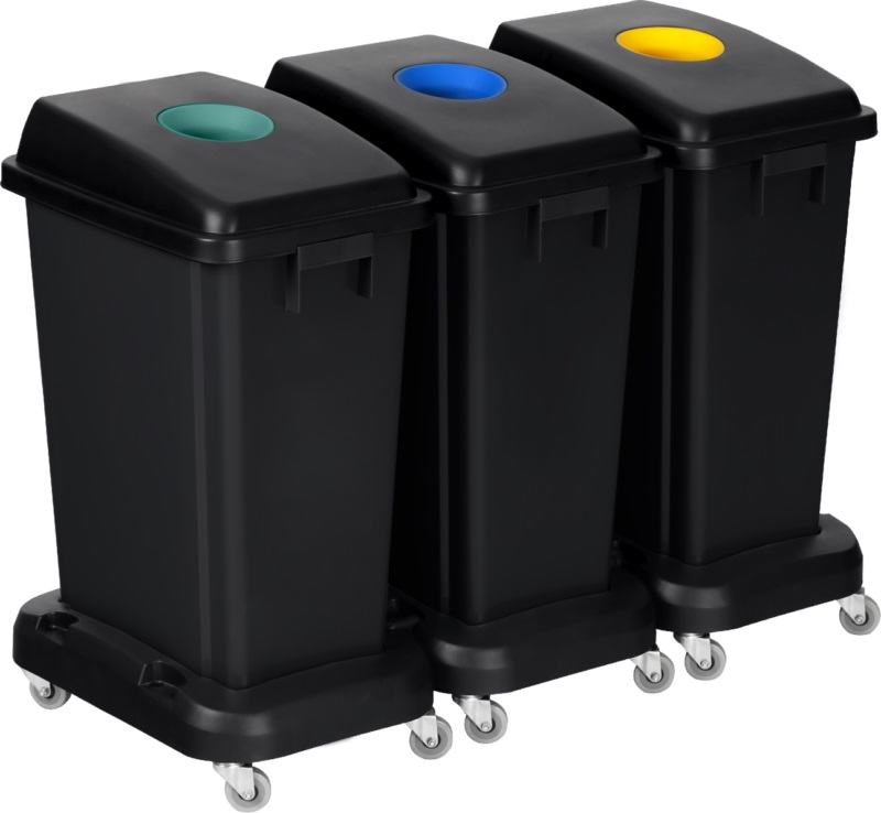 Conjunto de 3 contentores de triagem seletiva de 60 L