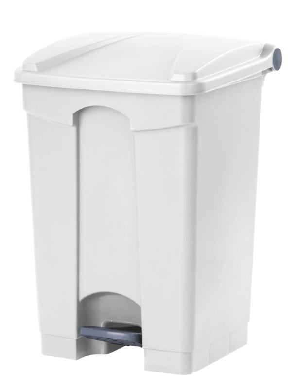 Contentor branco de 45 L com pedal e tampa branca