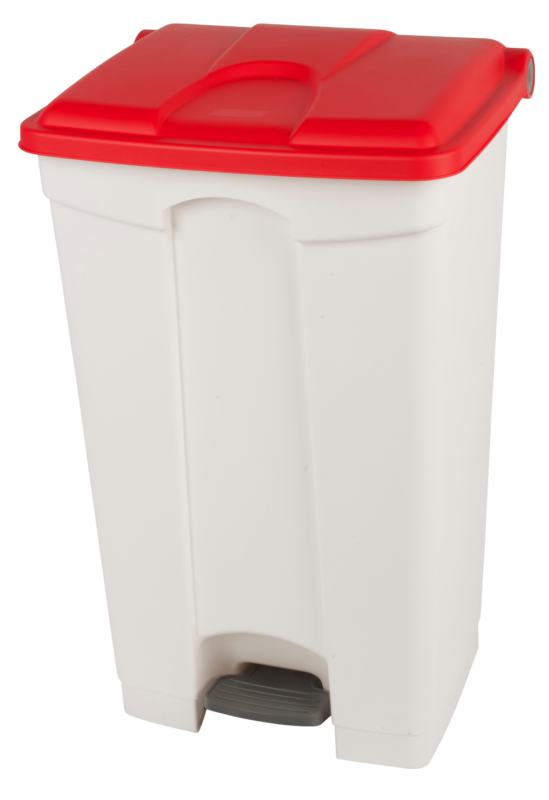 Contentor do lixo branco de 90 L com tampa vermelha
