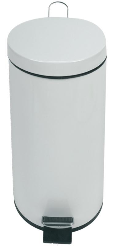 Papeleira / Caixote do lixo com pedal de 30 L em a�o branco