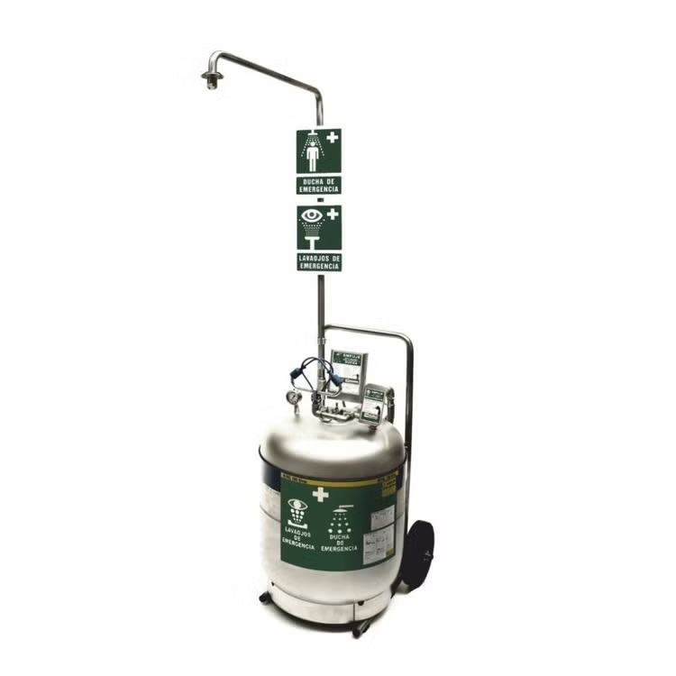 Chuveiro com lava-olhos a press�o de 100 L com carrinho