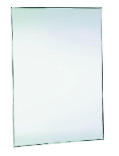 Espelho com moldura dobrada. 600 x 450 mm. Espessura do espelho 3 mm. A�o inoxid�vel. Acabamento em cetim.