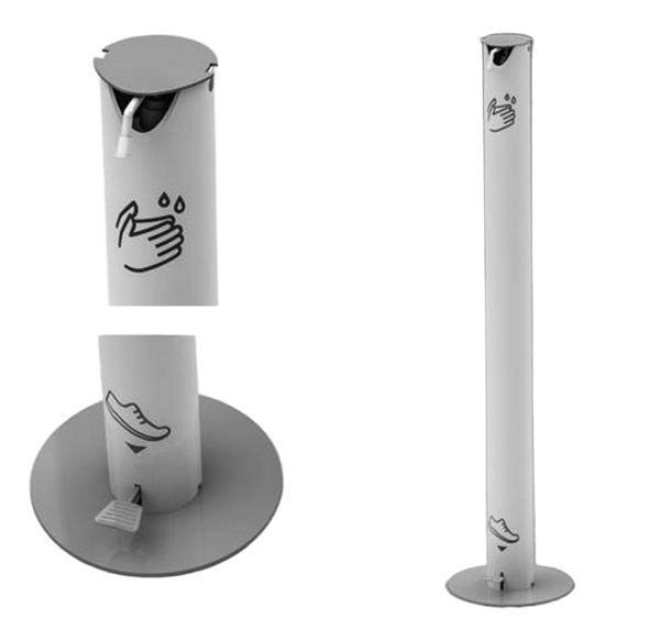 Poste Dispensador anti oxid�vel com Pedal para �lcool Gel