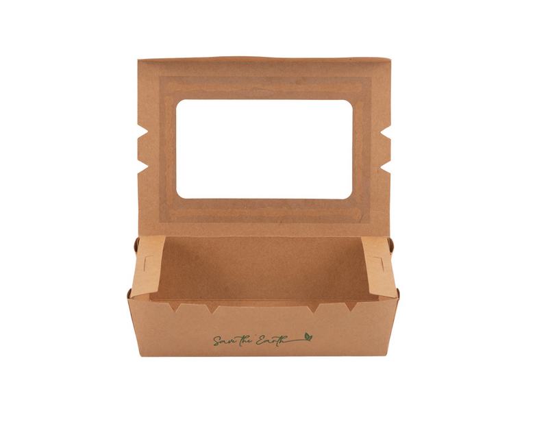 Caixa Saladeira Cart�o Kraft c/Janela 180 X 120 X 50 mm 1600 ml l 50 Unidades