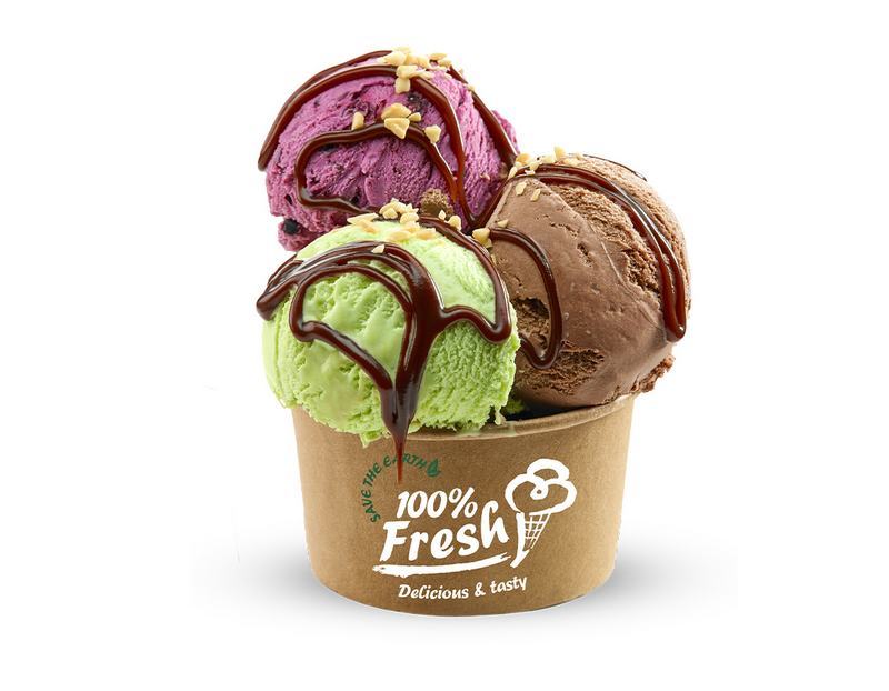 Terrina De Gelado Cart�o Kraft 4 OZ 120 ML Pack 50 Unidades
